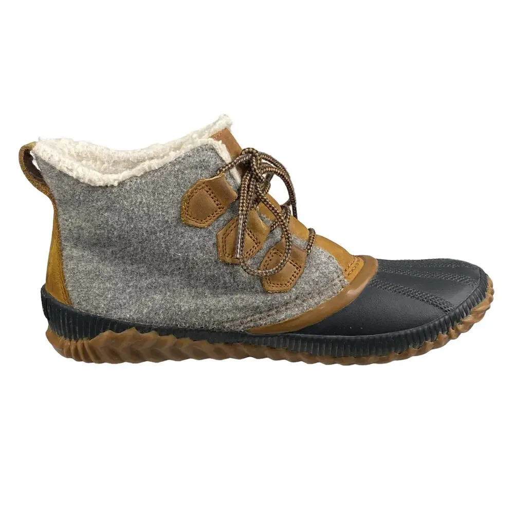 Sorel Women's Out N About Grey Leather Rain Duck Boot Size US 10 - Picture 4 of 11